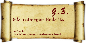 Günsberger Beáta névjegykártya